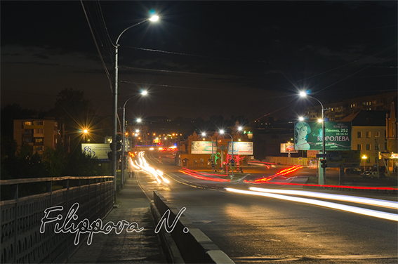 фото Бийск Коммунальный мост ночью